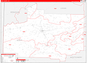 Scott County Wall Map Red Line Style