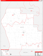 Scott County Wall Map Red Line Style
