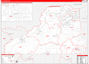 Scott County Wall Map Red Line Style