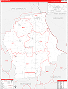Scott County Wall Map Red Line Style