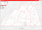 Scott County Wall Map Red Line Style