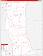 Seneca Wall Map Red Line Style