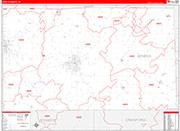 Seneca County Wall Map Red Line Style
