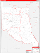 Sevier County Wall Map Red Line Style