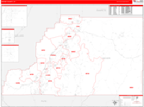 Sevier County Wall Map Red Line Style