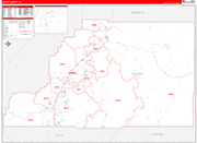 Sevier County Wall Map Red Line Style