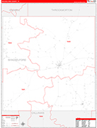 Shackelford County Wall Map Red Line Style