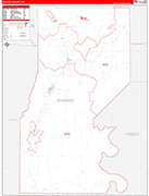 Sharkey County Wall Map Red Line Style