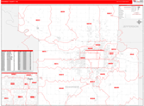 Shawnee County Wall Map Red Line Style