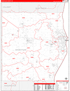 Sheboygan County Wall Map Red Line Style
