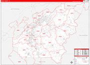 Shelby County Wall Map Red Line Style