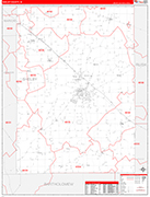 Shelby Wall Map Red Line Style
