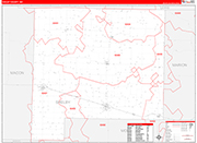 Shelby County Wall Map Red Line Style