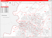 Shelby Wall Map Red Line Style