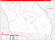 Shelby County Wall Map Red Line Style