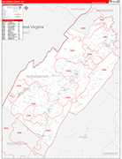 Shenandoah County Wall Map Red Line Style