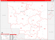 Sheridan County Wall Map Red Line Style