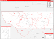 Sheridan County Wall Map Red Line Style