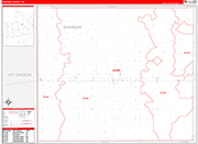 Sherman County Wall Map Red Line Style