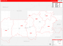 Sibley County Wall Map Red Line Style