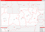 Sibley County Wall Map Red Line Style