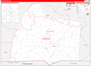 Simpson County Wall Map Red Line Style