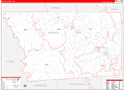 Simpson County Wall Map Red Line Style