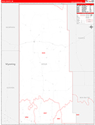 Sioux County Wall Map Red Line Style