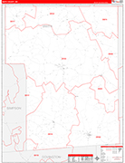 Smith County Wall Map Red Line Style