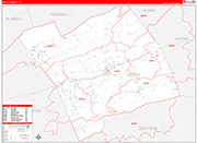 Smyth County Wall Map Red Line Style