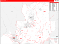 Solano County Wall Map Red Line Style