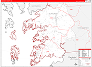 Somerset County Wall Map Red Line Style