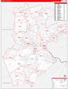 Somerset County Wall Map Red Line Style