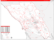 Sonoma County Wall Map Red Line Style