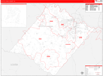 Spotsylvania County Wall Map Red Line Style