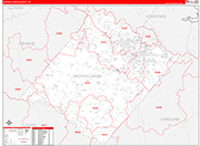 Spotsylvania County Wall Map Red Line Style