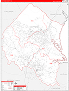 Stafford County Wall Map Red Line Style