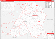 Stanly County Wall Map Red Line Style