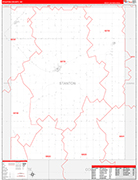 Stanton County Wall Map Red Line Style