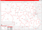Stearns County Wall Map Red Line Style