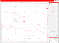Stephens County Wall Map Red Line Style