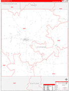 Stephens County Wall Map Red Line Style