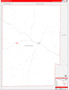 Sterling County Wall Map Red Line Style