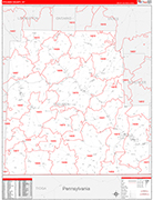 Steuben Wall Map Red Line Style