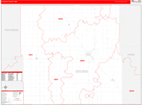 Stevens County Wall Map Red Line Style