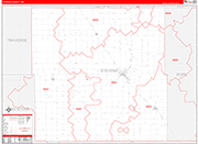 Stevens County Wall Map Red Line Style