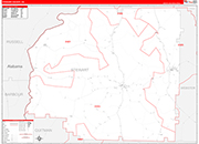 Stewart County Wall Map Red Line Style