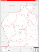 Stoddard County Wall Map Red Line Style
