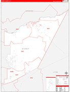 Storey County Wall Map Red Line Style