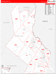 Strafford County Wall Map Red Line Style